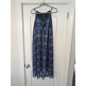 Lucky Brand Maxi Dress Blue Paisley Print women's large chiffon flowy